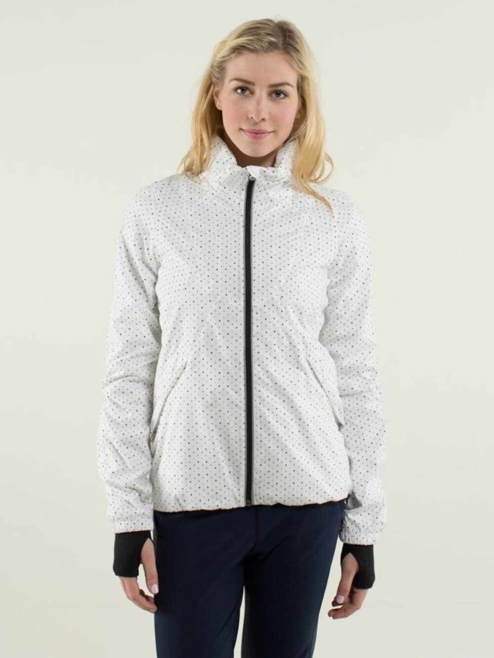 Vintage 2013 Lululemon Run: Hustle Jacket Chevron Dot White / Black